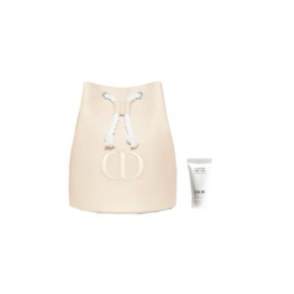 Christian Dior Cream and White Drawstring Bucket Trousse Pouch Cosmetic Bag - Picture 2 of 15